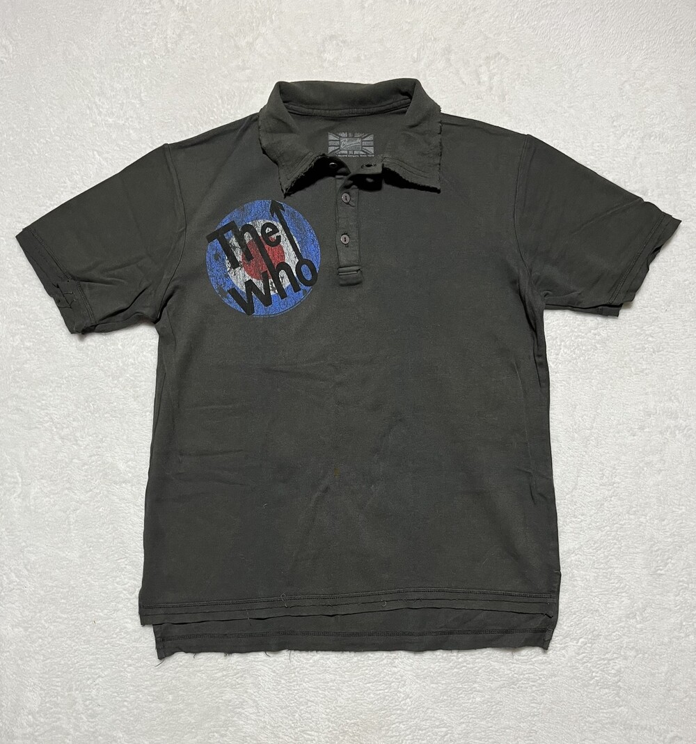 The Who Shirt Mens Large Grey Bravado Polo Distressed Collar Band Rock Music